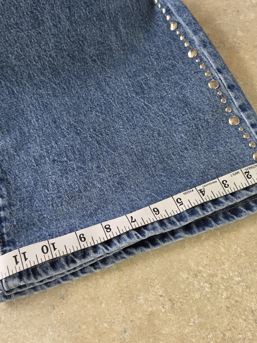 KanCan Medium Blue Straight Leg Jeans with Stud Accents - Picture 4 of 5
